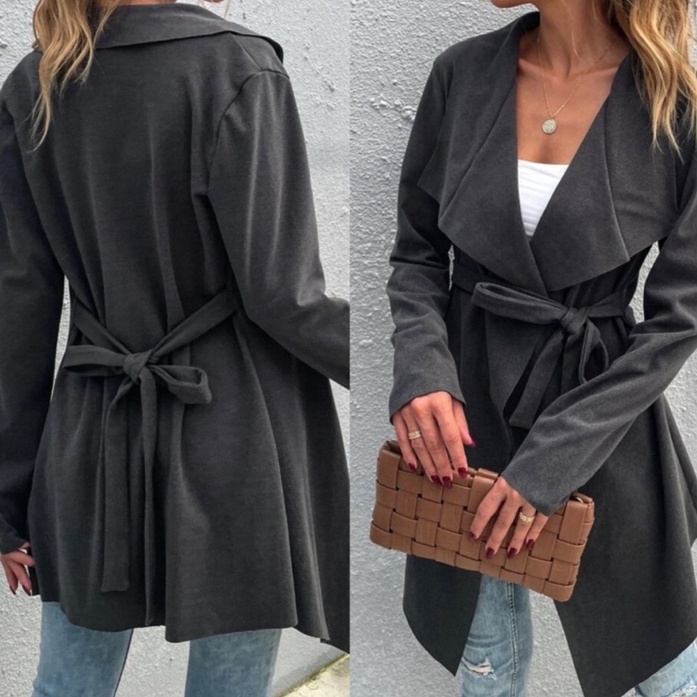 Boho waterfall collar trench jacket rust - Picture 5 of 5